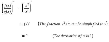 Finding a derivative of a quotient by simplifying the function first