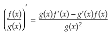 The formula of the quotient rule for differentiation